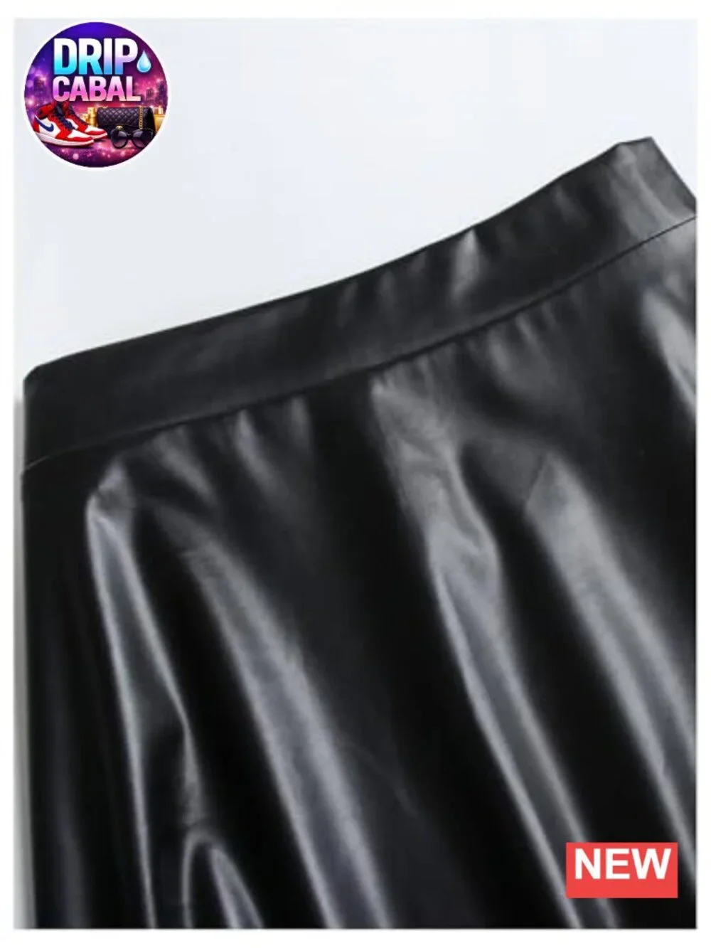 Plus Size Faux Leather High Waisted A-Line Long Skirt Flowy Midi Dressy